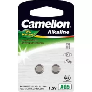 image of Camelion AG5 Button cell LR 48 Alkali-manganese 66 mAh 1.5 V 2 pc(s)