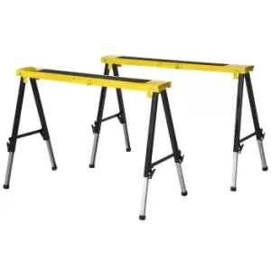 Image of DURHAND Set of 2 Folding Saw Horses Steel Frame w/ Anti Slip Platform Handle DIY