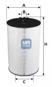 image of UFI 25.019.00 Oil Filter Oil Cartridge