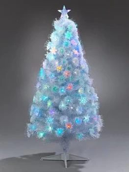 image of Festive 5ft White Fibre Optic Christmas Tree With Star Topper