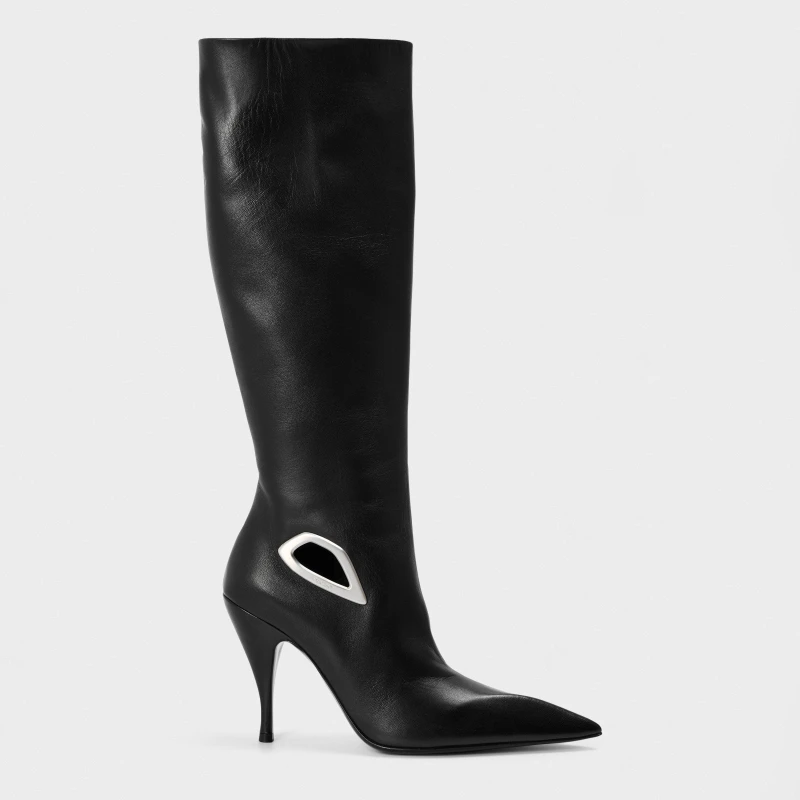 Image of Off White Womens Flat Ankle Boots Black/Silver female 2 (35)