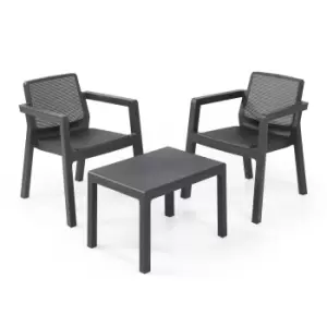 Image of Keter Emily Graphite Grey Rattan Effect 2 Seater Coffee Set