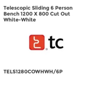 image of TC Group Telescopic Sliding 6 Person Bench 1200 x 800 Cut Out White-White