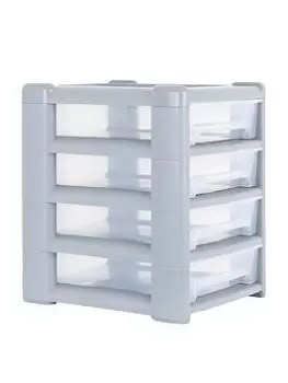 Image of Wham Shallow 4-Drawer Storage Unit In Light Grey