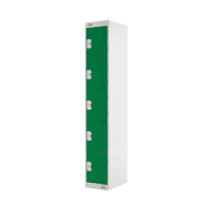 Image of Five Compartment Locker D300mm Green Door (Dimensions: H1800 x D300 x W300mm) MC00028