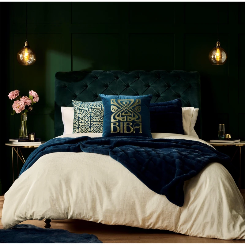 Image of Biba Logo Jacquard Duvet and Pillowcase Set Ivory unisex Super King