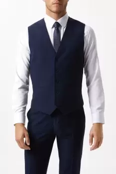 Image of Mens Slim Fit Navy Twill Suit Waistcoat