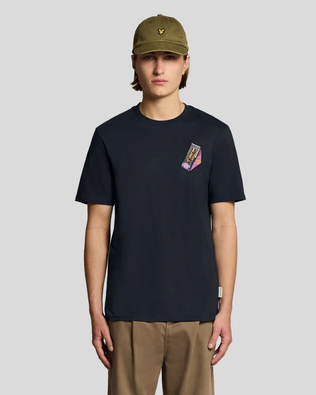 Image of Lyle & Scott Mens Embroidered Graphic Crew Neck T-Shirt in Navy