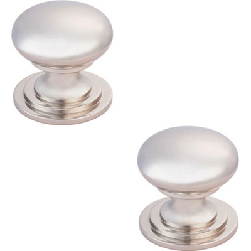 Image of Loops 2x Victorian Round Cupboard Door Knob 38mm Dia Polished Nickel Cabinet Handle Metallics unisex