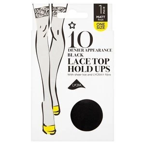 Image of Superdrug 1 Pack Sheer Lace Top Hold Up Black