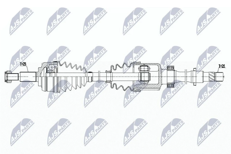 Image of NTY NPW-RE-179 Drive shaft CVT automatic transmission (stepless), Front Axle Right Drive Shaft (13)
