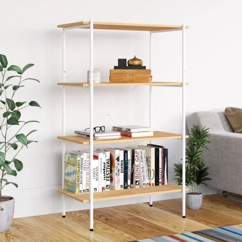 Image of VIDAXL 4-Tier Shelving Unit White and Oak 80x40x130cm Vidaxl 8720286563007