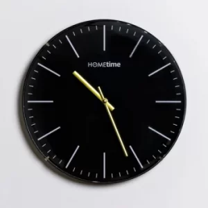 image of HOMETIME Round Wall Clock Convex Dial Black 30cm