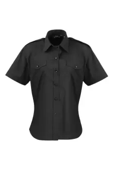 Image of Short Sleeve Pilot Blouse Plain Work Shirt
