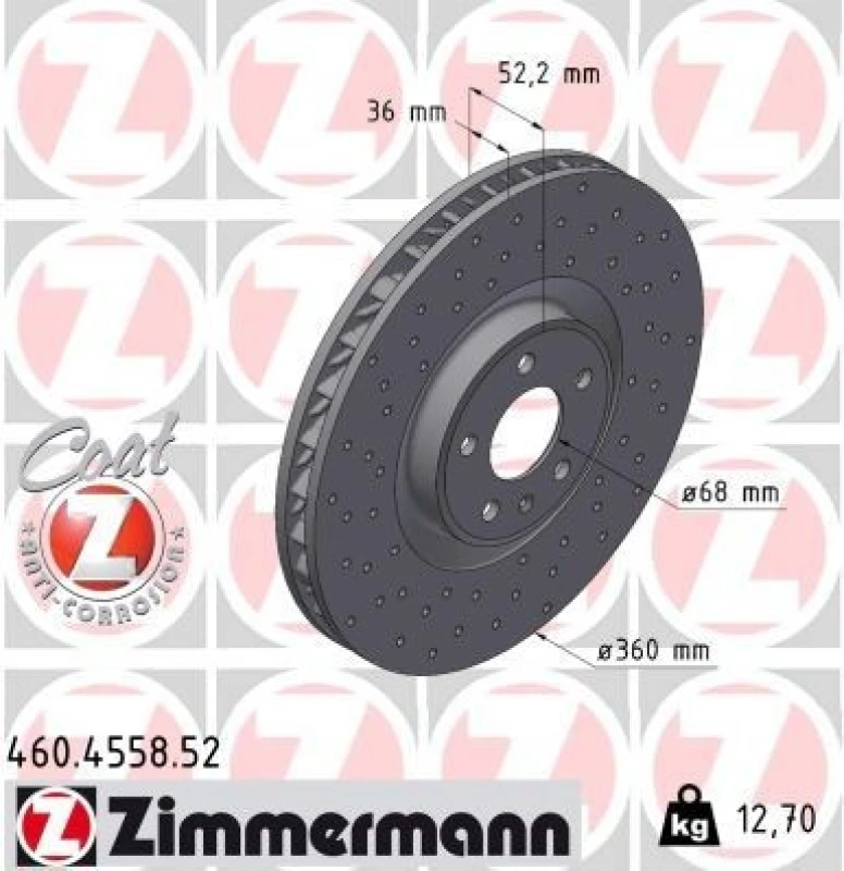 Image of ZIMMERMANN Brake disc ZIMMERMANN 460.4558.52