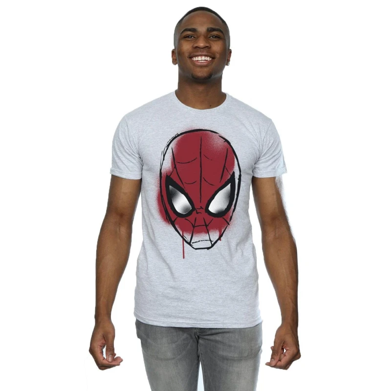 Image of Marvel Marvel Men Spider-Man Face Sketch T-Shirt in Grey Size: Small Grey S Male 5057245330220