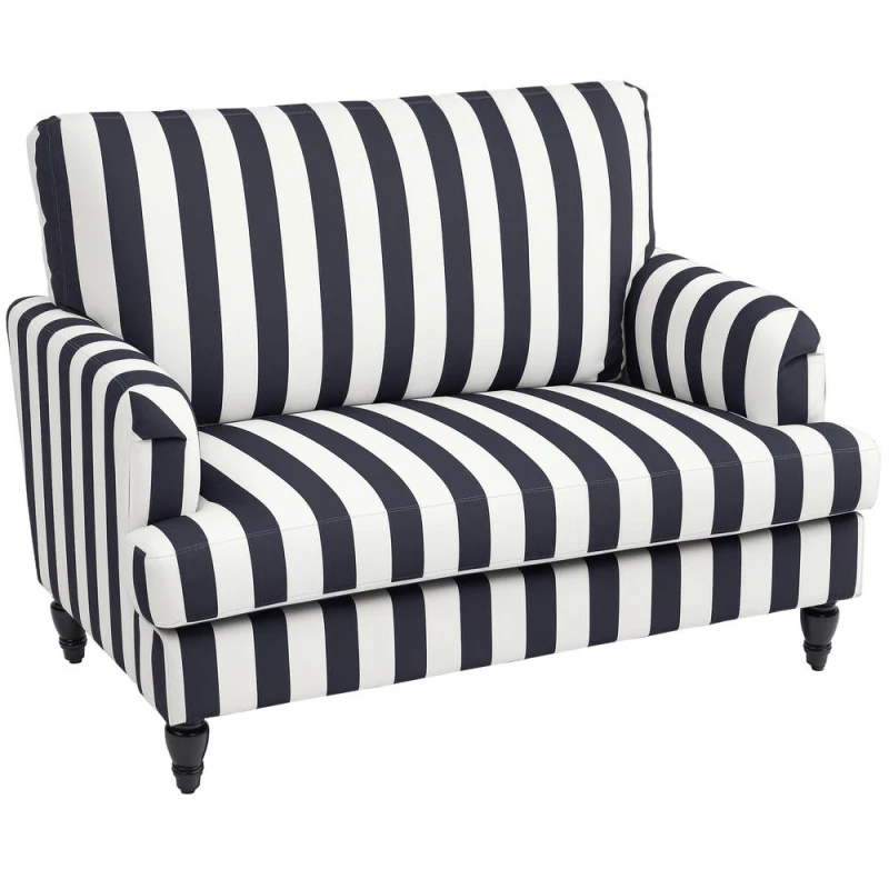 Image of Homcom Cuddle Chair With Stripe, Armchair For Living Room, Black And White