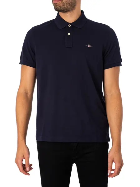 Image of Gant Regular Shield Pique Polo Shirt Evening Blue L