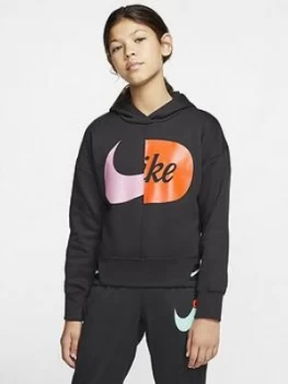 image of Nike Sportswear Air Older Girls Overhead Hoodie - Black/White