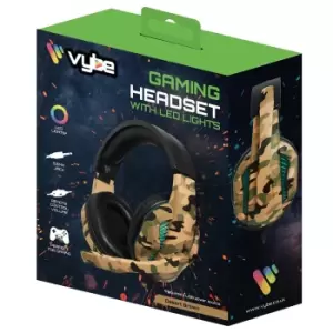 Image of VYBE Camo Wired Gaming Headset With LED Lights - Desert Brown