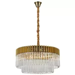 image of Ceiling Pendant Round 12 Light E14, Brass, Glass - Luminosa Lighting