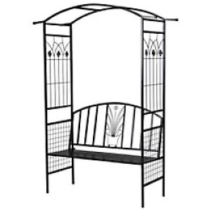 Image of Outsunny Garden Bench 844-283 Matte Black 2070 x 1520 x 580 mm