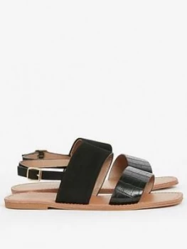 Image of Evans Extra Wide Fit Two Part Simple Sandal - Black, Size 9, Women