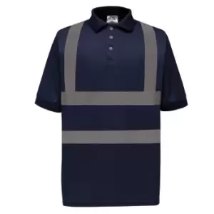 Image of Yoko Hi-Vis Short Sleeve Polo Shirt / Mens Workwear (2XL) (Navy Blue)