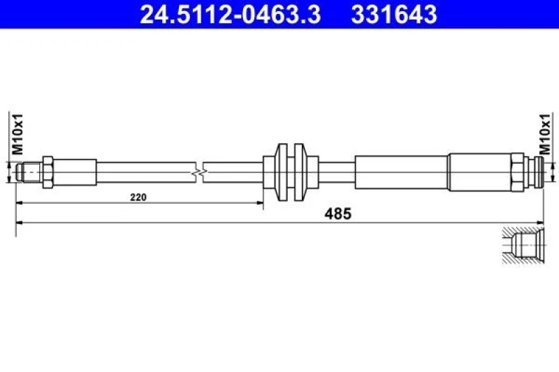 Image of ATE 24.5112-0463.3 Brake Hose Brake Hose (83)