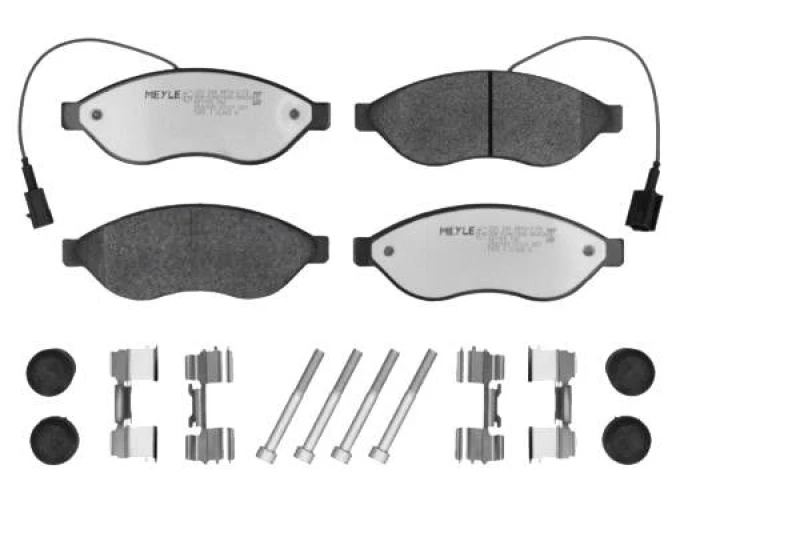 Image of MEYLE 025 244 6819-2/PD Brake pad set Front Axle, incl. wear warning contact, with accessories, MEYLE-PD Quality, with anti-squeak plate Brake Pad Se