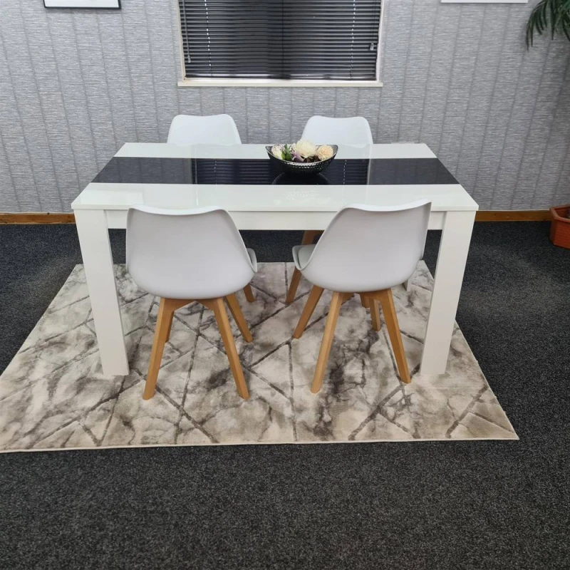 Image of KOSY KOALA Modern White & Black Dining Table Set With 4 White Chairs Multicolor Unisex