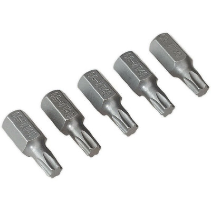 Image of Loops 5 PACK - T40 x 30mm TRX Star Short Bit Set - Hex Shaft - Chrome Vanadium Steel Metallics