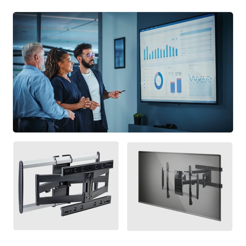 Image of StarTech.com StarTech.com Ultra-Slim Articulating TV Wall Mount for up to 65-inch and 99lb/45kg Flat Screens, VESA 600x400, TAA-Compliant Low-Profile