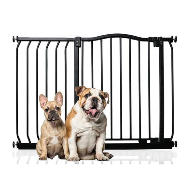 Image of Bettacare Curved Top Dog Gate, 98Cm -107Cm, Matt Black, Pressure Fit Pet Gate For Dog And Puppy, Pet And Dog Barrier