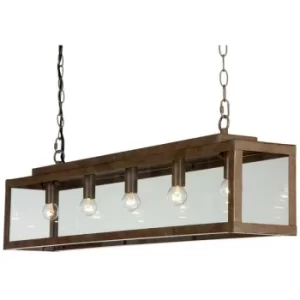 image of Linea Verdace Zenia 5 Light Straight Bar Pendant Ceiling Light Rust