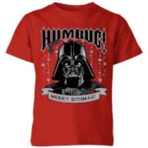 Image of Star Wars Darth Vader Humbug Kids Christmas T-Shirt - Red - 11-12 Years