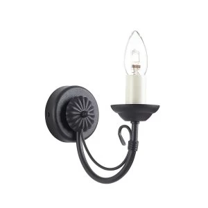 Image of 1 Light Indoor Candle Wall Light Black, E14