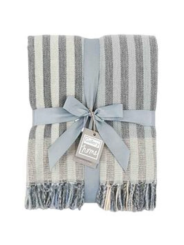 Image of Crossland Grove Luna Jacquard Stripe Throw Sage and Rust 5.06109E+12