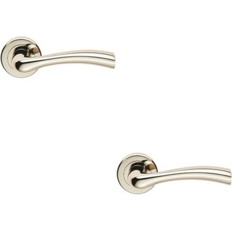 Image of Loops 2x PAIR Curved Flowing Flared Handle Concealed Fix Round Rose Polished Nickel Metallics