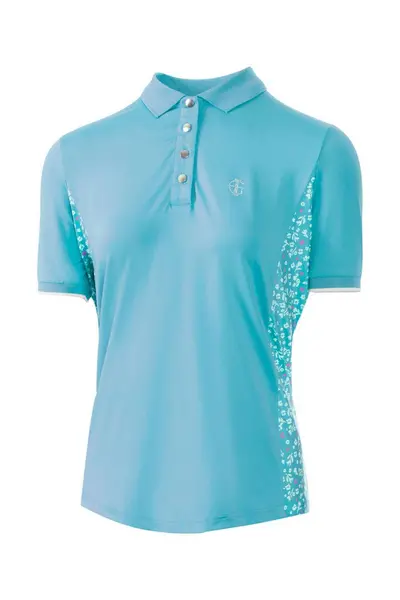 Image of Island Green Panelled Polo Shirt Aqua
