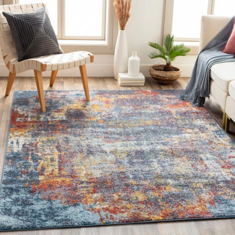Image of Livabliss Abstract Modern Marble Burnt Orange Noa Area Rug 200 X 275cm - Easy Care, Non Shedding, Ideal For Living Room & Bedroom