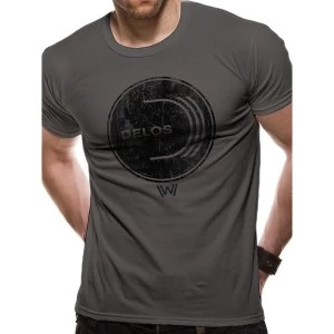 image of Westworld - Delos Logo Mens Large T-Shirt - Grey