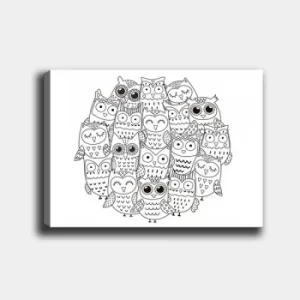 Image of MANDALA14 White Black Decorative Canvas Painting