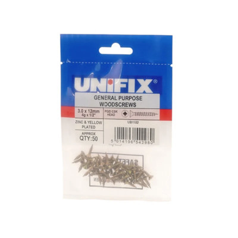 Image of Unifix General Purpose Chippy Woodscrews Pozi Csk Head Zyp Ce - 5.0 X 80/53mm - Ub9Chippy/195 - Box Of 125