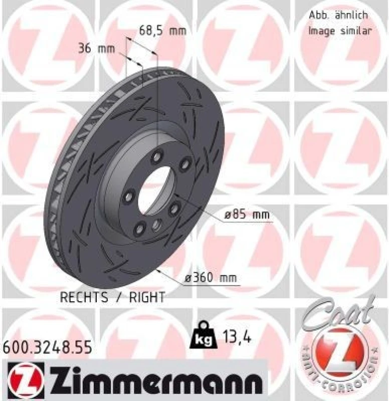 Image of ZIMMERMANN Brake disc ZIMMERMANN 600.3248.55
