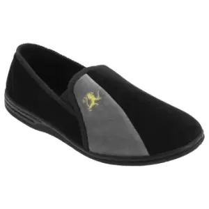 Image of Zedzzz Mens Aaron Twin Gusset Velour Slippers (11 UK) (Black/Grey)