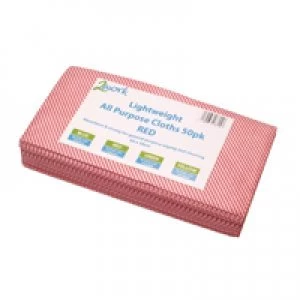 Image of 2Work Lightweight Red All Purpose Cloth 600 x 300mm Pack of 50 102840R