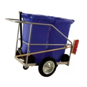 Image of Street Cleaning Barrow with 2 x 120L Green Wheelie Bins, Brush And Shovel