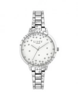 image of Lipsy Lipsy Silver Stone Set Dial Silver Bracelet Ladies Watch