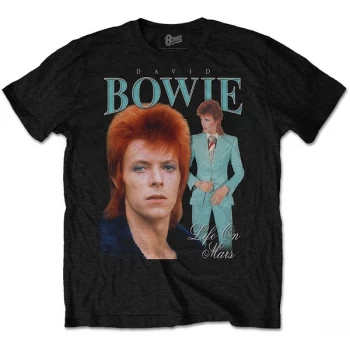 Image of David Bowie - Life on Mars Homage Unisex Large T-Shirt - Black